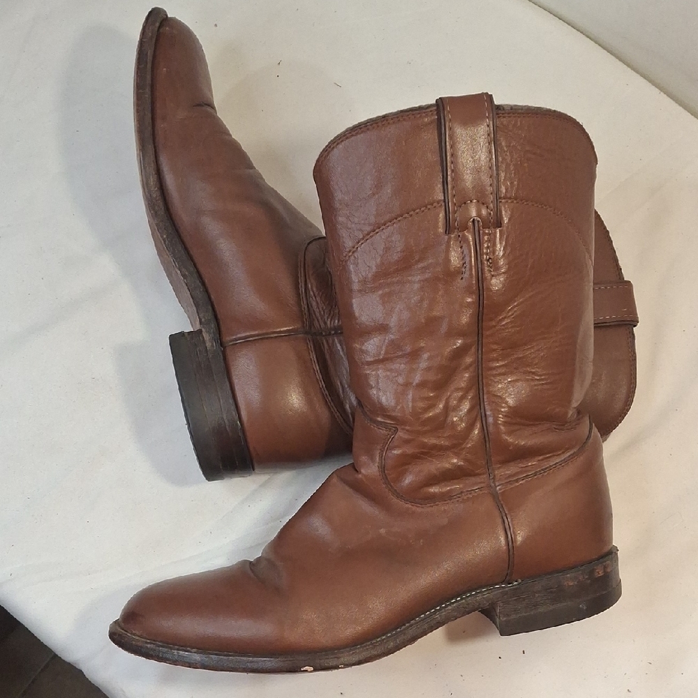 Justin Quality Men's Brown Leather Western Boots. Lightly Worn. Style 3404